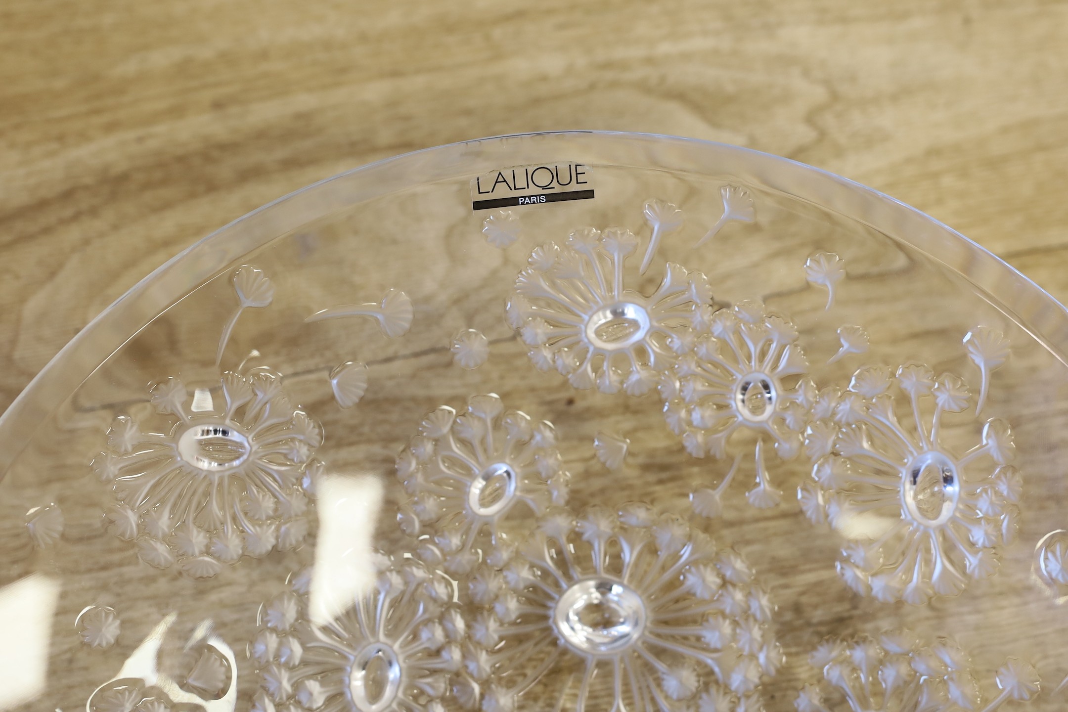A Lalique dish, ‘Lalique R France’ etched to rim, 34cm diameter
